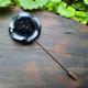 Black Lapel Flower Pin Small 1.25 Inch Enamel Buttonhole Metal Camellia Boutonniere Stick Brooch Men's Goth Bout Lp53