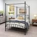 Sturdy Metal Canopy Bed Frame with European Style Headboard & Footboard