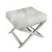 Orren Ellis Cayden Stainless Steel Accent Stool Upholstered/Leather/Genuine Leather in Gray | 18.9 H x 22.05 W x 18.9 D in | Wayfair