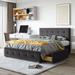 Contemporary Linen Upholstered Platform Bed with Tufted Headboard and 4 Store Drawers, Queen Size