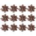 NUOLUX 12 Pcs Glitter Poinsettia Flowers Hollow Artificial Flowers Christmas Ornaments Xmas Tree Hanging Pendant (Dark Coffee)