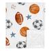 Watercolor Sports Theme Security Baby Blanket By Sweet Jojo Designs in Black/Orange/White | 0.5 H x 30 W in | Wayfair Blanket-Sports-BU