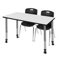 Regency Romig Kee Adjustable Height Rectangle 2-Student Activity Table & Chair Set Laminate/Metal in White | 34 H x 48 D in | Wayfair