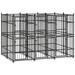 Anself Outdoor Dog Kennel with Door Powder-Coated Steel Sidewalls Lockable Playpen Fence Pet Exercise Space Black 113.4 x 75.6 x 78.7 Inches (L x W x H)