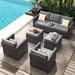 Latitude Run® GRST 5 Piece Rattan Sofa Seating Group w/ Cushions Synthetic Wicker/All - Weather Wicker/Wicker/Rattan in Gray | Outdoor Furniture | Wayfair