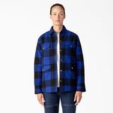 Dickies Women's Flannel High Pile Fleece Lined Chore Coat - Surf Blue/black Buffalo Plaid Size XL (FJ175)