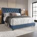 Red Barrel Studio® Elysian Tufted Low Profile Bed Upholstered/Polyester in Blue | 48.66 H x 82.15 W x 87.47 D in | Wayfair