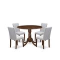 Red Barrel Studio® Round 42" Dining Set Wood/Upholstered in Brown | 30 H in | Wayfair 92ECAE8BF0DF4D9C847414FD71F04478