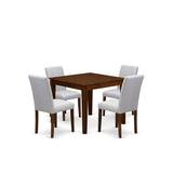 Red Barrel Studio® 5-Pc Dining Set Consist of a Square Dining Table & 4 Parson Chairs - Antique Walnut finish Wood/Upholstered in Brown | Wayfair