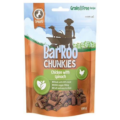 6x 100g Huhn & Spinat Barkoo Chunkies Meat Cubes Hundesnacks