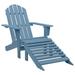Anself Patio Adirondack Chair with Ottoman Solid Fir Wood Blue