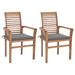 Anself Set of 2 Wooden Garden Chairs with Gray Cushion Teak Wood Outdoor Dining Chair for Patio Balcony Backyard Outdoor Furniture 24.4in x 22.2in x 37in