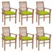 Anself 6 Piece Patio Chairs with Seat Cushion Teak Wood Outdoor Dining Chair Set Wooden Armchairs for Garden Balcony Backyard Furniture 24.4 x 22.2 x 37 Inches (W x D x H)