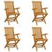 Anself 4 Piece Folding Garden Chairs with Armrest Teak Wood Outdoor Dining Chair Wooden Armchair for Patio Balcony Terrace Backyard Furniture 21.7 x 23.6 x 35 Inches (W x D x H)