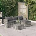 Gecheer 3 Piece Patio Set with Cushions Gray Poly Rattan