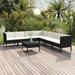 Gecheer 8 Piece Patio Set with Cushions Poly Rattan Black