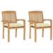 Anself Patio Chairs 2 pcs with White Cushions Solid Teak Wood