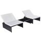 Anself 2 Piece Outdoor Sun Lounger Set Backrest Height Adjustable Garden Chaise Lounge Chairs with Table Black Poly Rattan for Patio Poolside Beach Deck Backyard Balcony