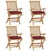 Anself Patio Chairs with Red Cushions 4 pcs Solid Teak Wood