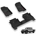 3W Floor Mats Compatible for Jeep Gladiator 2020-2023 Custom Fit TPE All Floor Liner for Weather Jeep Gladiator 1st & 2nd Row Full Set Car Liners with red Logo Black