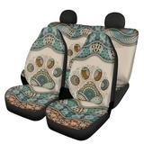 Binienty Boho Dog Paw Print Car Seat Cover for Carseat Universal Fit Most Vehicle Automotive Interior Accessories Decor Durable Front and Back Car Seat Protectors 4PCS Set