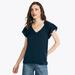 Nautica Women's Ruffle-Neck Flounce Top Stellar Blue Heather, L