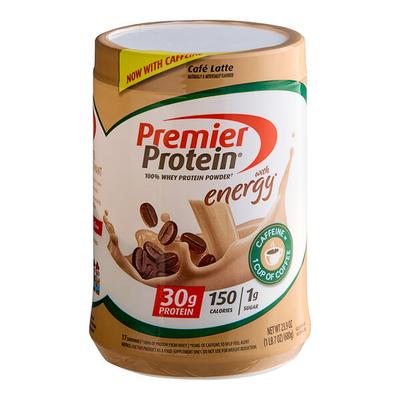 Premier Protein Cafe Latte Protein Powder with Caffeine 23.9 oz.