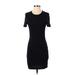 She + Sky Casual Dress - Bodycon Crew Neck Short sleeves: Black Print Dresses - Women's Size Small