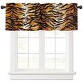 Window Curtain Valance for Kitchen,Tiger Skin Wild Safari Animal Print Rod Pocket Curtain Valance for Bathroom Bedroom