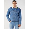 Jeansjacke WRANGLER "124MJ SHERPA" Gr. XL, blau (wranch) Herren Jacken Übergangsjacken mit Sherpa Kragen