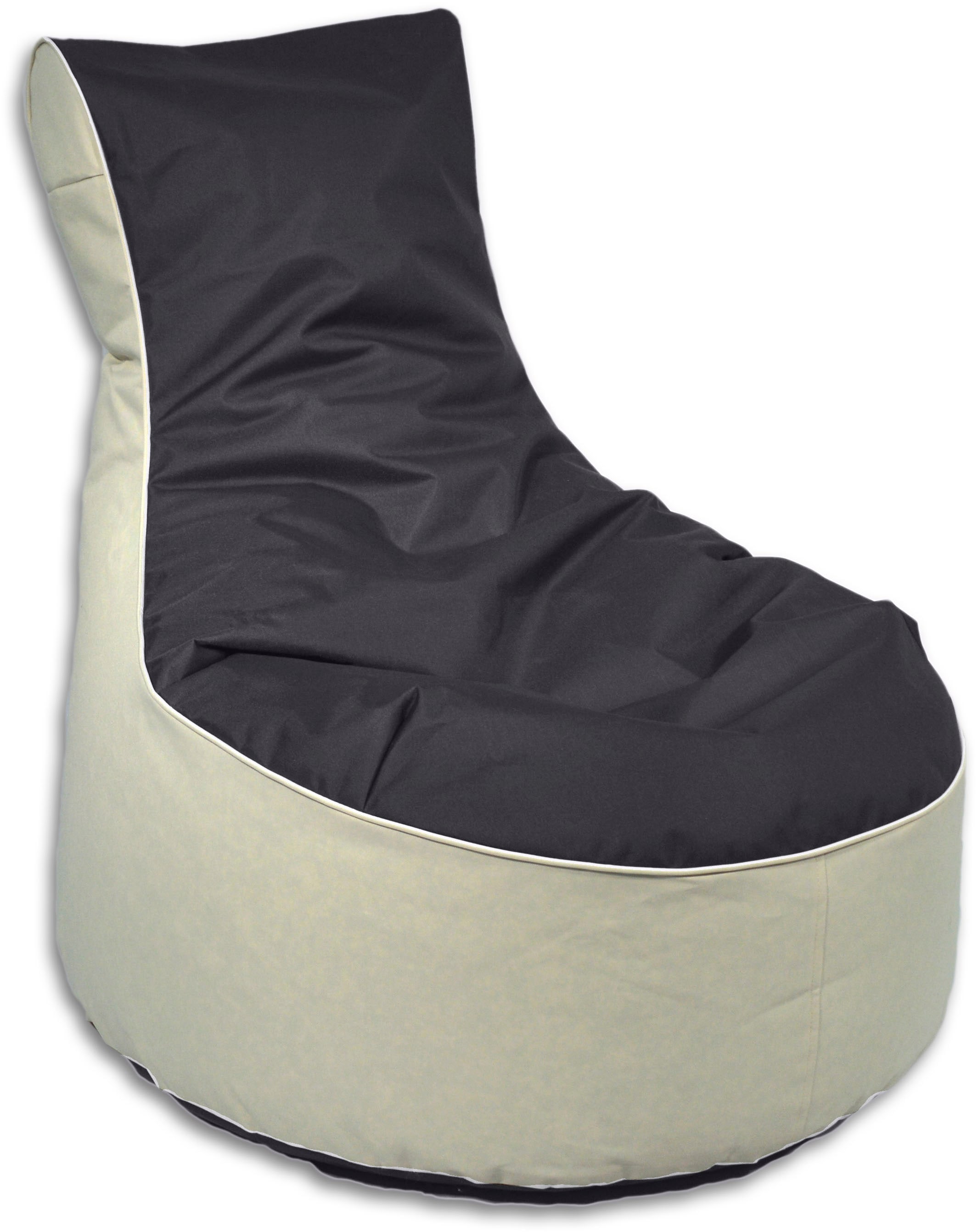 Sitzsack KINZLER "BICO", schwarz (anthrazit,natur), B:80cm H:90cm, Polyester, Sitzsäcke, zweifarbig, mit Rückenlehne, Outdoor geeignet, Kinderzimmer