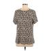 Blooming Jelly Short Sleeve T-Shirt: Tan Leopard Print Tops - Women's Size Large