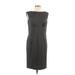 Adrienne Vittadini Casual Dress - Sheath High Neck Sleeveless: Gray Print Dresses - New - Women's Size 8