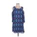 As U Wish Casual Dress - Shift Scoop Neck Sleeveless: Blue Dresses - Women's Size Medium