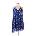 Calvin Klein Cocktail Dress - Popover: Blue Graphic Dresses - Women's Size 6