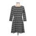 Ann Taylor LOFT Outlet Casual Dress - A-Line Crew Neck 3/4 sleeves: Black Print Dresses - Women's Size 10 Petite