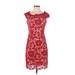 Betsy & Adam Casual Dress - Sheath: Red Damask Dresses - Women's Size 2