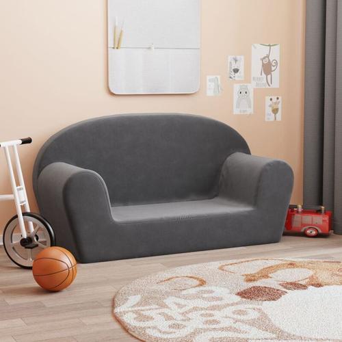 Kindersofa 2-Sitzer Sofa Loungesofa Couch Modern Anthrazit Weich Plüsch DE60828 – Anthrazit
