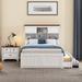 2 Pieces Bedroom Set Wood Platform Bed Set with Nightstand and Bookcase