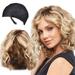 Wig Women S Medium And Long Curly Hair Medium Pear Flower Perm Short Hair Fashion Golden Dyed Wig Hair Set