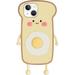 Squishy Case for iPhone 13 Pro Case Silicone Cute Camera Lens Protector Design Cartoon Case Soft Rubber Protective Cover for Girls Women (Toast with Egg iPhone 13 Pro)