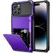 For iPhone 14 Pro Case Wallet Cover 4-Card Credit Card Holder ID Slot Scratch Resistant Dual Layer Hybrid Protective Hard Shell Rugged TPU Bumper Armor Case for iPhone 14 Pro case 6.1 Purple