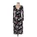 Banana Republic Factory Store Casual Dress - Sheath V Neck 3/4 sleeves: Black Floral Dresses - Women's Size X-Small