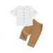 Ma&Baby Toddler Baby Boy Outfits Set Roll Up Short Sleeve Button Down Shirt and Pants Set Two Piece