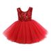 HOANSELAY Toddler Baby Girls Sleeveless Sequin Dress Princess Mesh Stitching Formal Party Tutu Gown Dresses