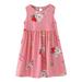 Tosmy Dresses For Girls Toddler Summer Sleeveless Cartoon Strawberry Rabbit Print Princess Dress Casual Dress Home Wear Fashion Clothes