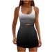 Frostluinai Jumpsuit for Women Workout Athletic Romper Tummy Control Bodycon Stretchy Scoop Neck Sleeveless One Piece Exercise Jumpsuit Gradient Catsuit