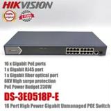 Original Hik DS-3E0518P-E 16 Port 6KV Surge Protection High Power 230W Gigabit Unmanaged POE Switch with SFP Port