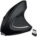 Rechargeable Wireless Vertical Ergonomic Mouse 2.4G USB Optical Vertical Mouse with 3 Adjustable DPI 800/1200/1600 Levels for Computer Laptop PC MacBook- Black