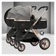 Lightweight Double Infant Stroller,Twin Baby Pram Stroller,Foldable Double Seat Tandem Stroller High Landscape Twins Stroller for Side by Side Toddler Baby Bassinet Stroller (Color : Gray)